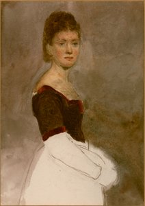 本を持っている若い女性の研究（紙に鉛筆とトイレ）